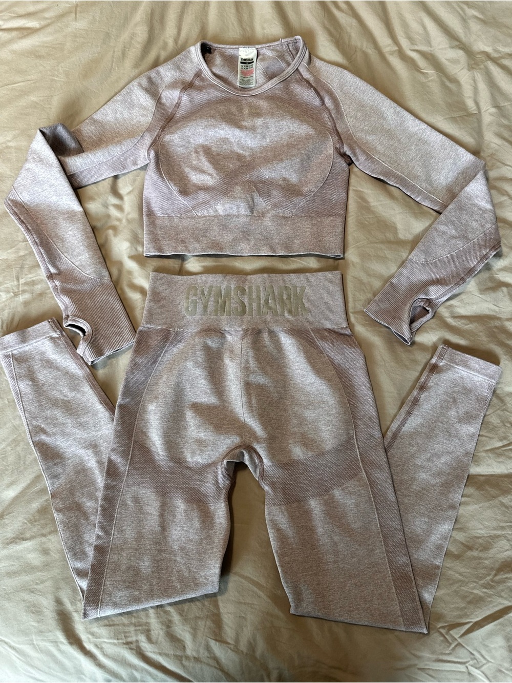 Gymshark Lavender Heather Seamless Crop Top & Leggings Set
